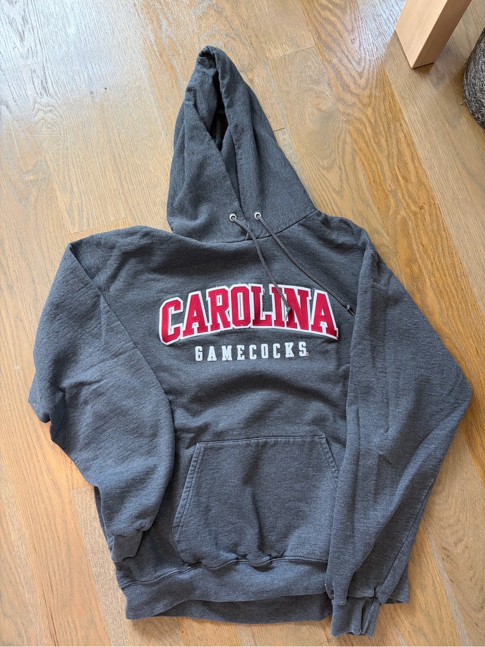Champion Dark Gray Hoodie with Red Accent